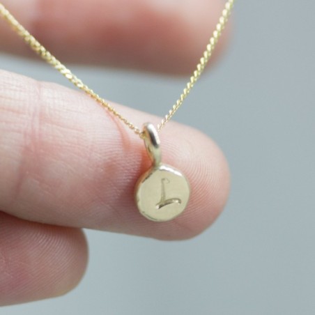 Initial necklace, dainty initial pendant, 9k or14k gold, uppercase or lowercase