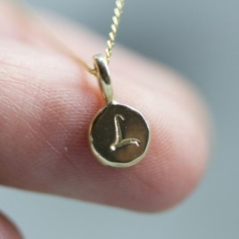Initial necklace, dainty initial pendant, 9k or14k gold, uppercase or lowercase