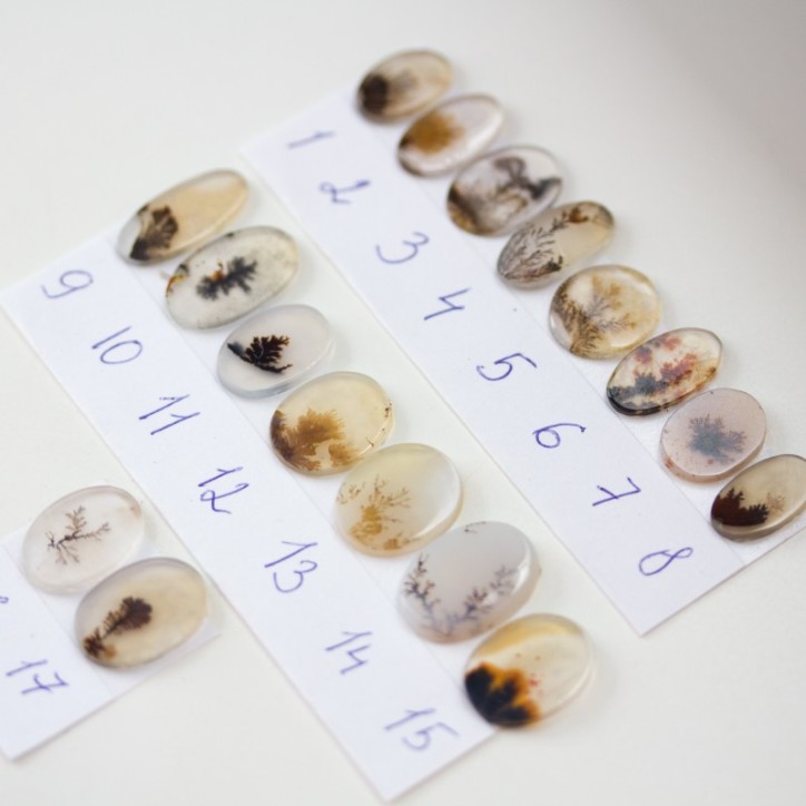 Dendritic agate ring, oval in solid gold