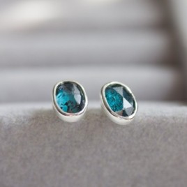 Moss Kyanite stud earrings, sterling silver