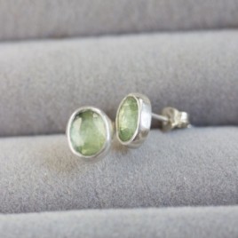 Ocean green Kyanite stud earrings, sterling silver