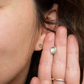 Ocean green Kyanite stud earrings, sterling silver