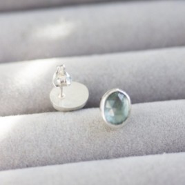 Steel blue Kyanite stud earrings, sterling silver