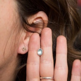 Steel blue Kyanite stud earrings, sterling silver