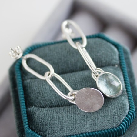 Dangle earrings with ocen blue moss kyanite stones, sterling silver