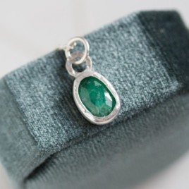 Emerald necklace - rose cut emerald in sterling silver