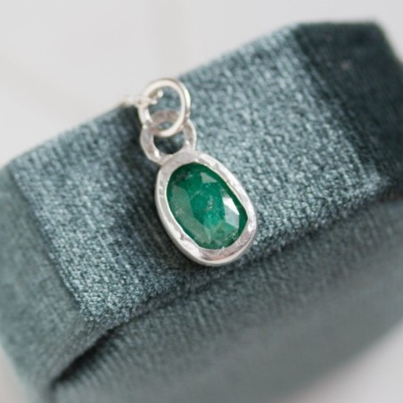 Emerald necklace - rose cut emerald in sterling silver