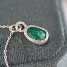 Emerald necklace - rose cut emerald in sterling silver