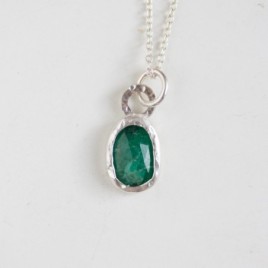 Emerald necklace - rose cut emerald in sterling silver