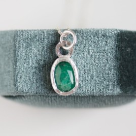 Emerald necklace - rose cut emerald in sterling silver