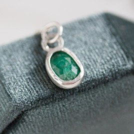 Emerald necklace - rose cut emerald in sterling silver