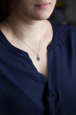 Emerald necklace - rose cut emerald in sterling silver