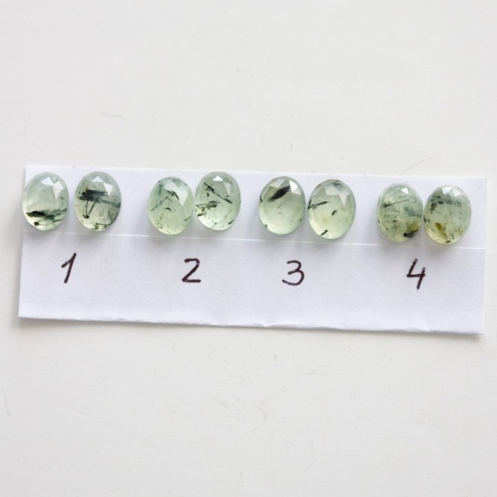 Rutilated Prehnite stud earrings, sterling silver