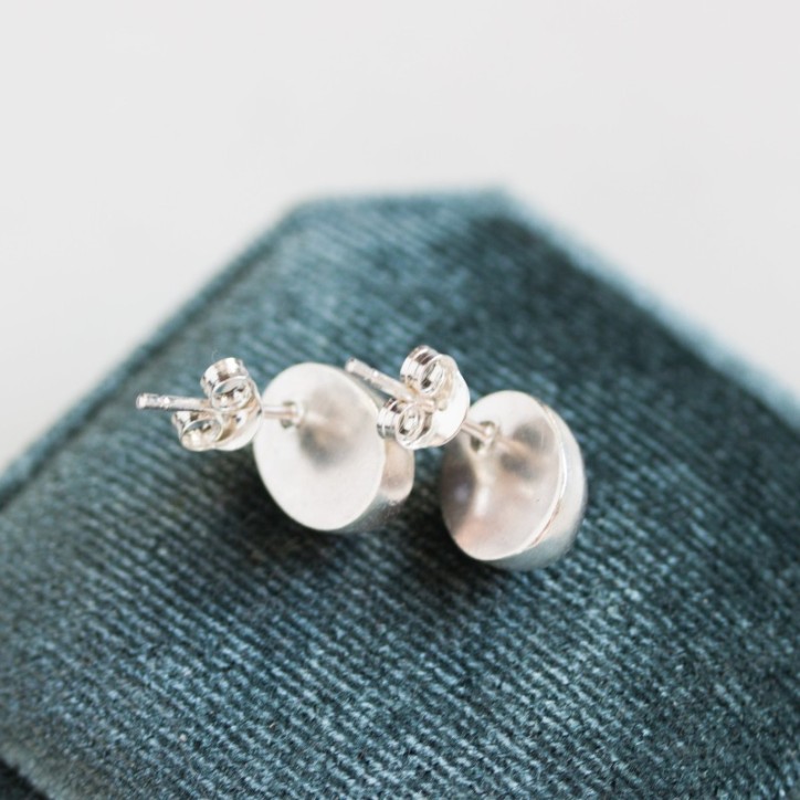 Rutilated Prehnite stud earrings, sterling silver