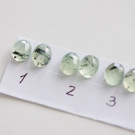 Rutilated Prehnite stud earrings, sterling silver