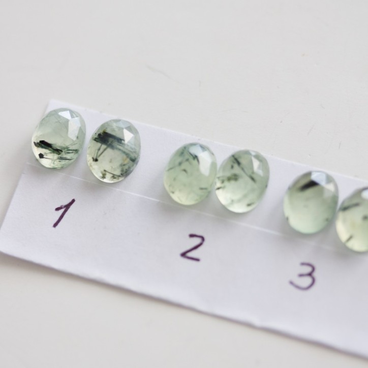 Rutilated Prehnite stud earrings, sterling silver