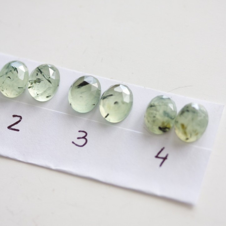Rutilated Prehnite stud earrings, sterling silver