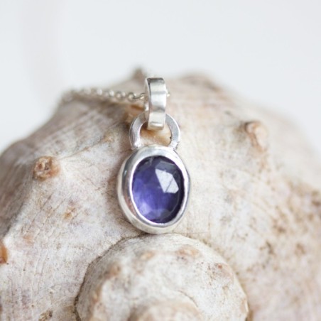 Iolite necklace - delicate necklace with iolite stone