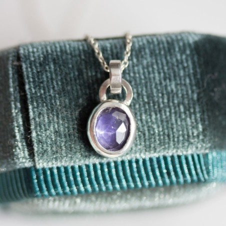 Iolite necklace - delicate necklace with iolite stone