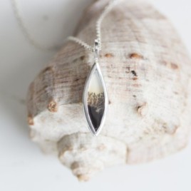 Dendritic agate necklace - unique necklace with rutilated dendritic agate stone
