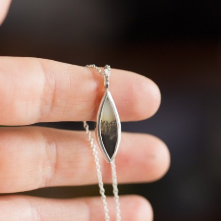Dendritic agate necklace - unique necklace with rutilated dendritic agate stone