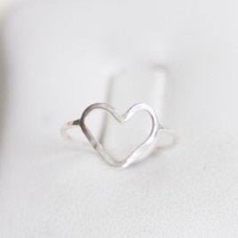 Heart ring - skinny hammered ring