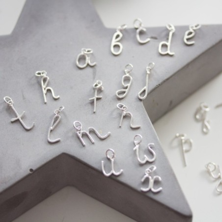 Handmade initial necklace, dainty initial pendant, sterling silver, lowercase