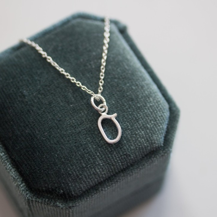 Handmade initial necklace, dainty initial pendant, sterling silver, lowercase