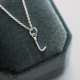 Handmade initial necklace, dainty initial pendant, sterling silver, lowercase