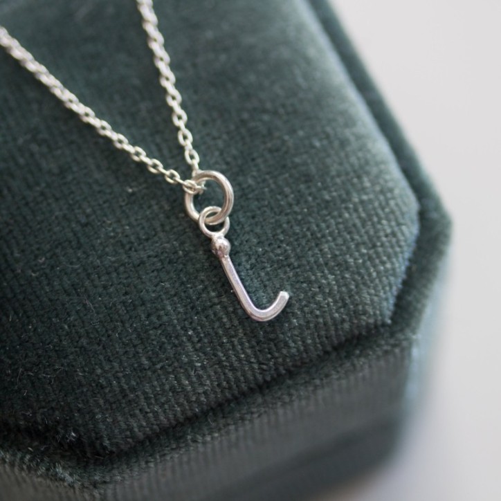 Handmade initial necklace, dainty initial pendant, sterling silver, lowercase