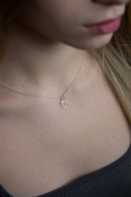 Handmade initial necklace, dainty initial pendant, sterling silver, lowercase