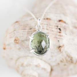 Prehnite necklace in sterling silver