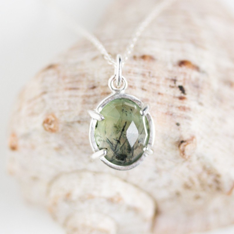 Prehnite necklace in sterling silver