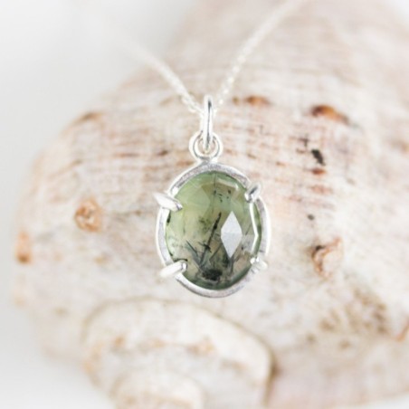 Prehnite necklace in sterling silver