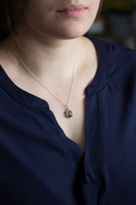 Prehnite necklace in sterling silver