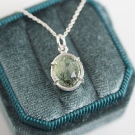 Prehnite necklace in sterling silver