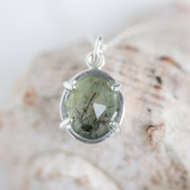 Prehnite necklace in sterling silver