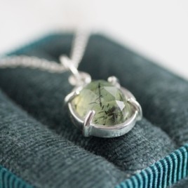Prehnite necklace in sterling silver