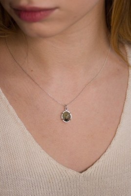 Prehnite necklace in sterling silver