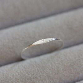 Monogram ring with hand stamped initial, stackable sterling silver ring