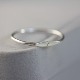 Monogram ring with hand stamped initial, stackable sterling silver ring