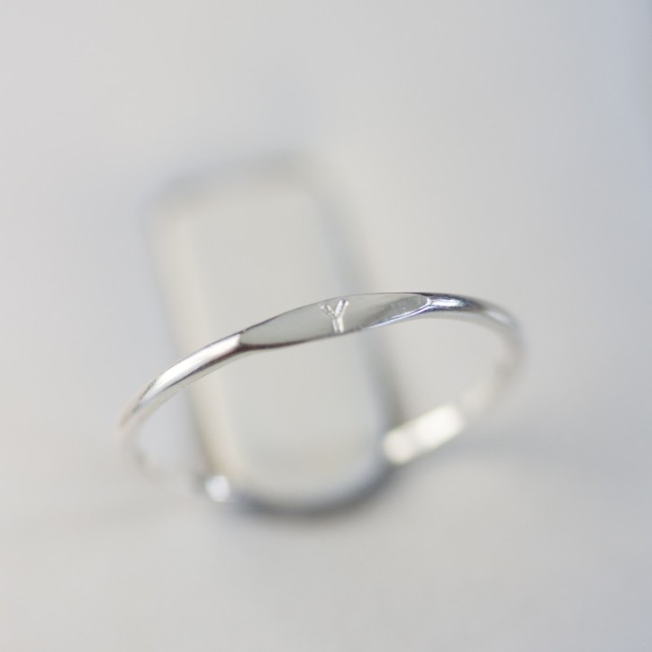 Monogram ring with hand stamped initial, stackable sterling silver ring