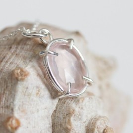 Freeform Rose Quartz necklace, sterling silver