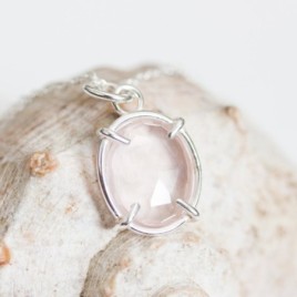 Freeform Rose Quartz necklace, sterling silver