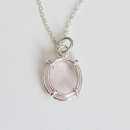 Freeform Rose Quartz necklace, sterling silver