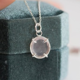 Freeform Rose Quartz necklace, sterling silver