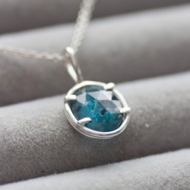 Freeform Deep blue kyanite necklace, sterling silver