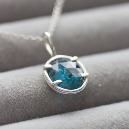 Freeform Deep blue kyanite necklace, sterling silver