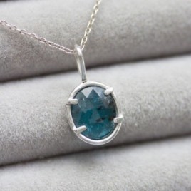 Freeform Deep blue kyanite necklace, sterling silver