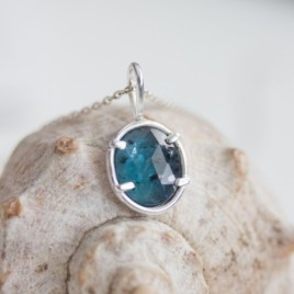 Freeform Deep blue kyanite necklace, sterling silver